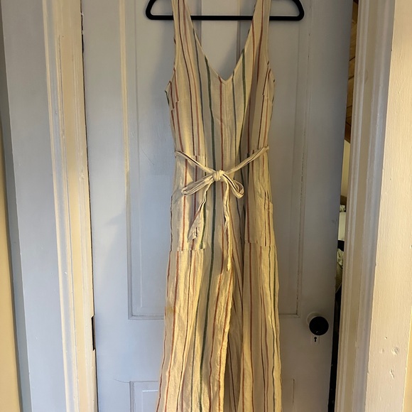 American Eagle Outfitters Pants - Striped Sleeveless Jumpsuit with Belt